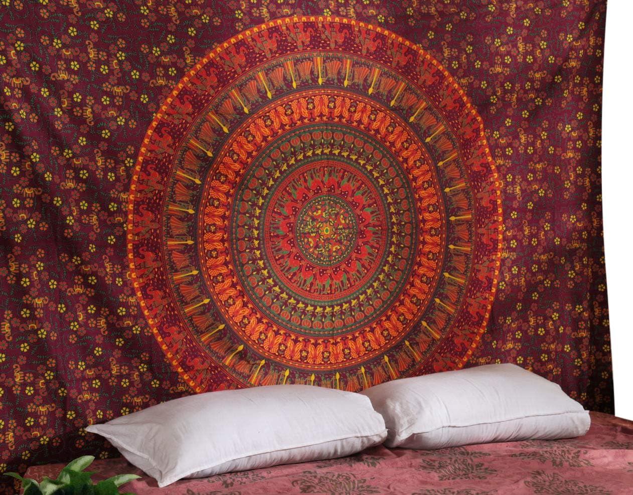 Large Twin Size Colorful Hippie Tapestries Elephant