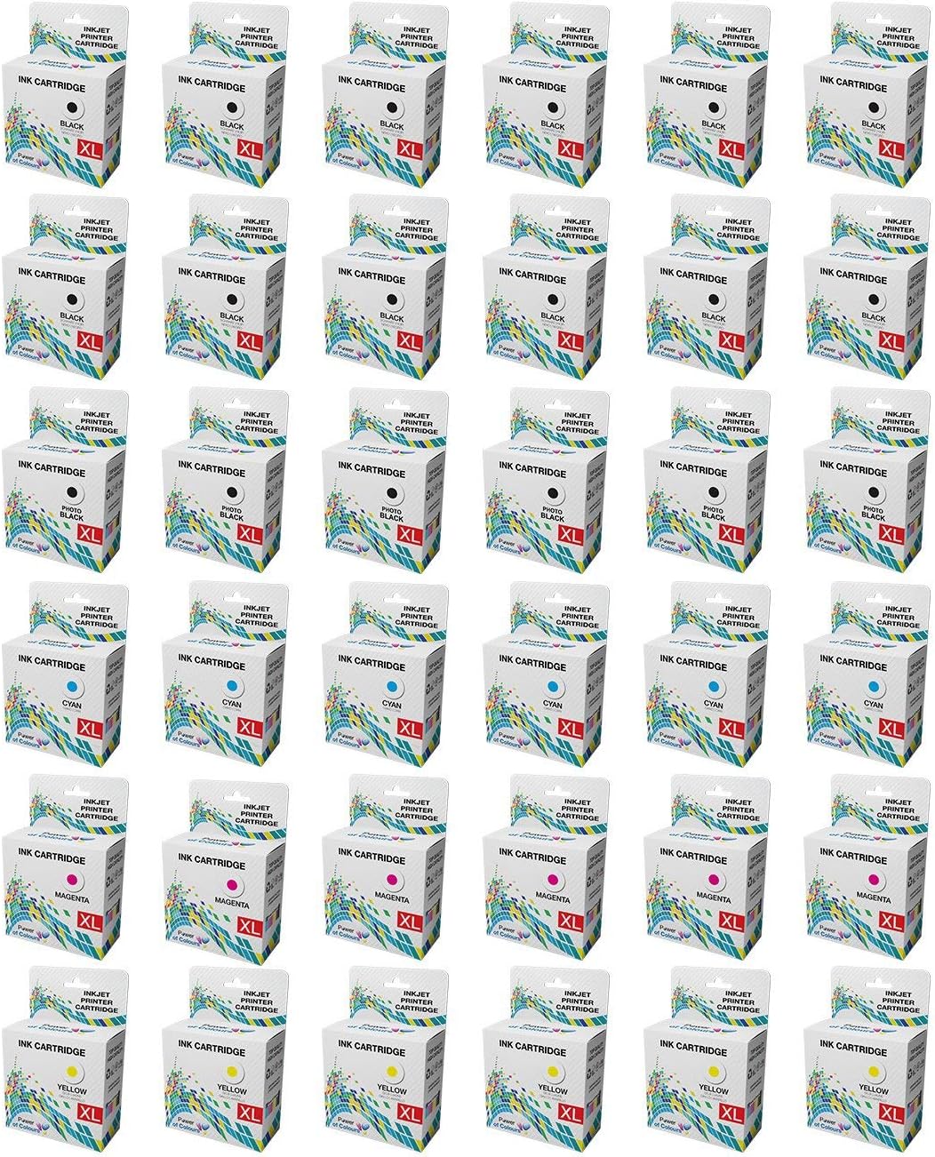 [6 SETS + 6x BLACK] = 36 Ink Cartridges Replacement for Epson Expression Premium XP-510, XP-520, XP-600, XP-605, XP-610, XP-615, XP-620, XP-625, XP-700, XP-710, XP-800