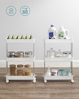 SONGMICS 3-Tier Storage Trolley with Wheels Cloud White KSC007W01 14.4 x 42 x view 8