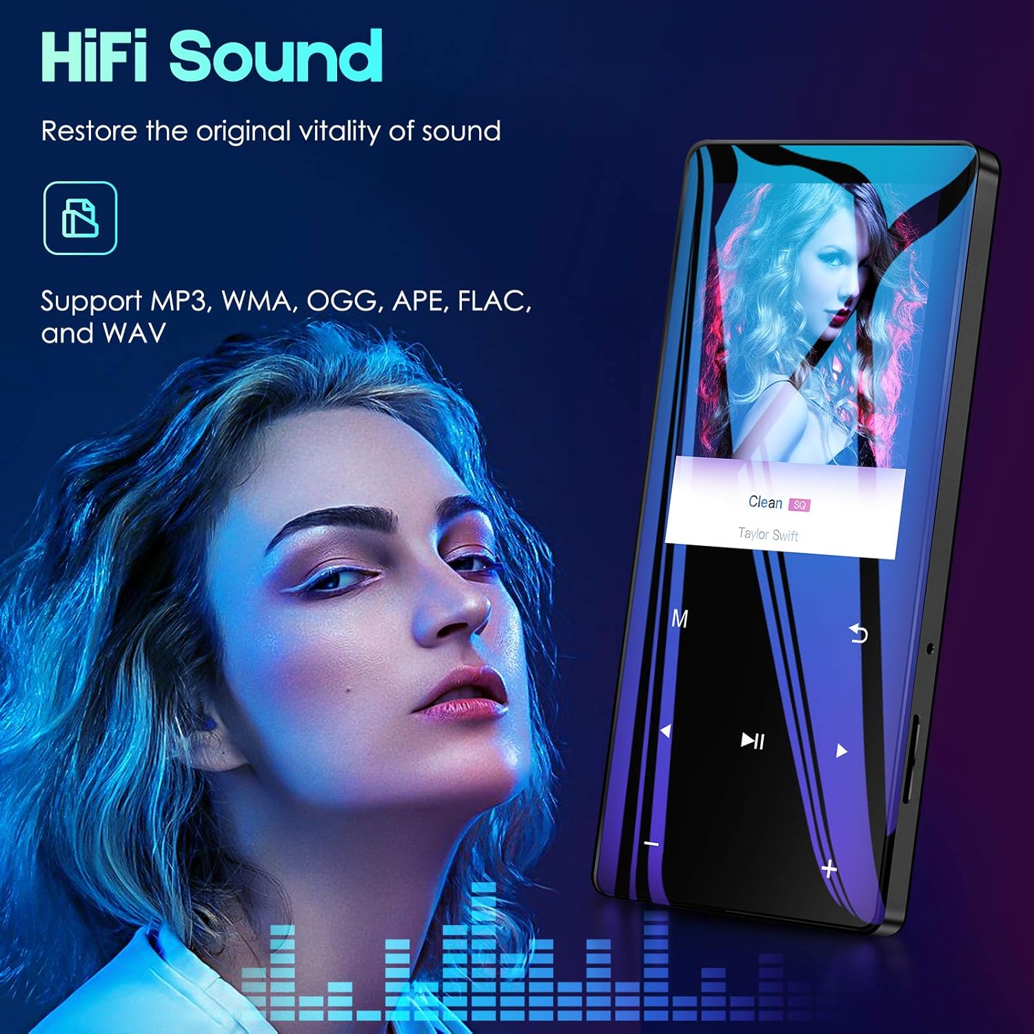 32GB Mp3 Player with Bluetooth 5.0 for Running - EVIDA Portable Music Player Touch Buttons HiFi Sound: Office Products