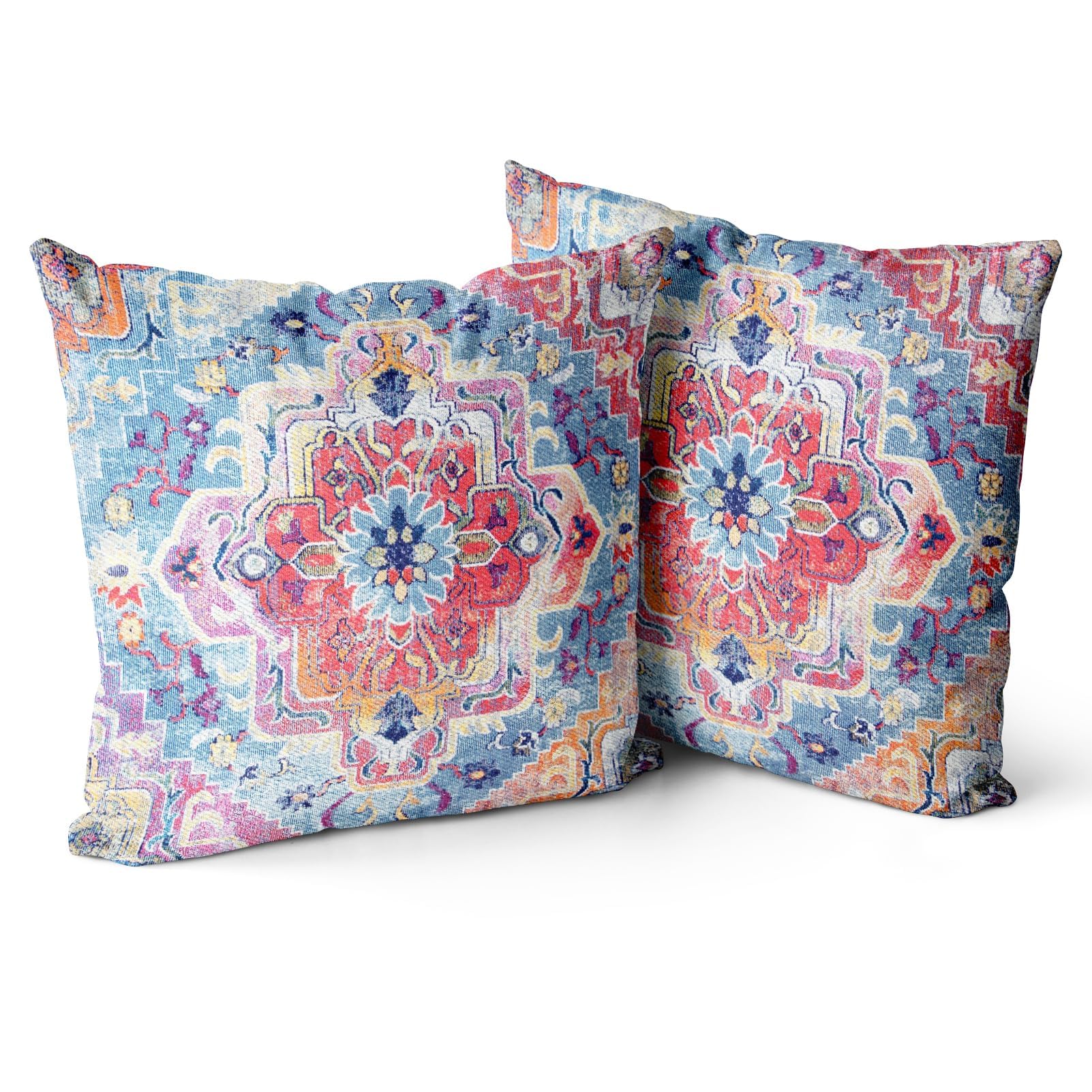 Snylcce Boho Floral Throw Pillow Cover 26x26 Inch Set of 2 Bohemian Vintage Flowers Cushion Covers Velvet Double Sided Printing Decorative Pillowcases for Living Room Bedroom Sofa Home Decor(Floral)