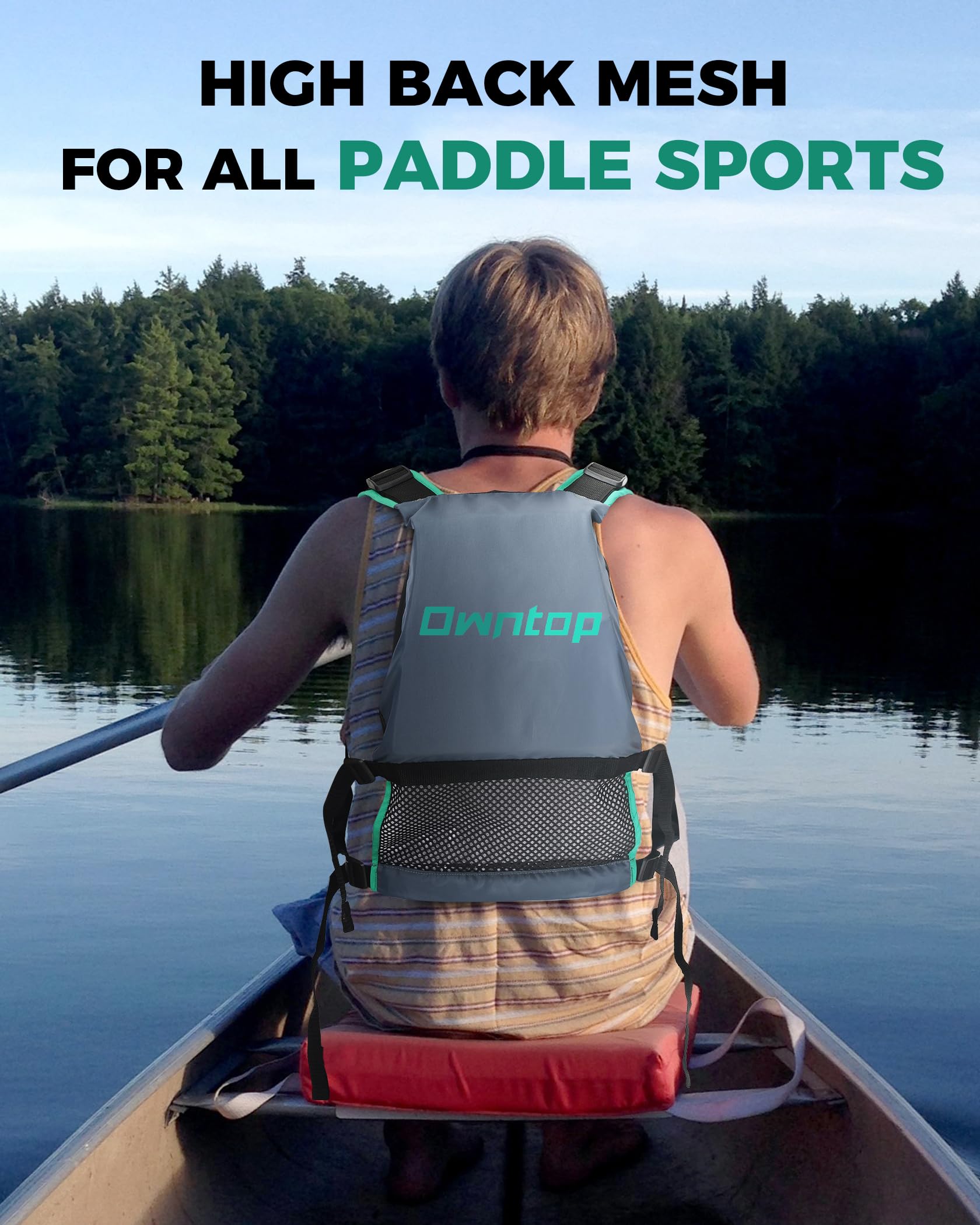 Owntop Swim Vest for Adult, Paddle Sports Swim Jackets with Adjustable Safety Strap, Premium Buoyancy Men Women Float Swim Vests for Kayaking Surfing Boating (Gray, XL/XXL) - view 4