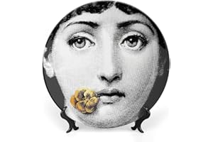 LITTLIUDO Lina Cavalieri Plate, Wall Decorative Plate, Mysterious Face Plate Wall Hanging Decoration,Including Bracket And Special Spring HooK,style-2,7inch