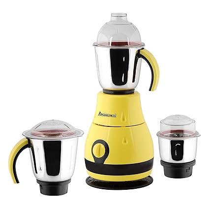 ANJALIMIX Mixer Grinder DESIGNO 1000 WATTS With 3 Jars (Yellow & Black), DRY, WET, CHUTNEY