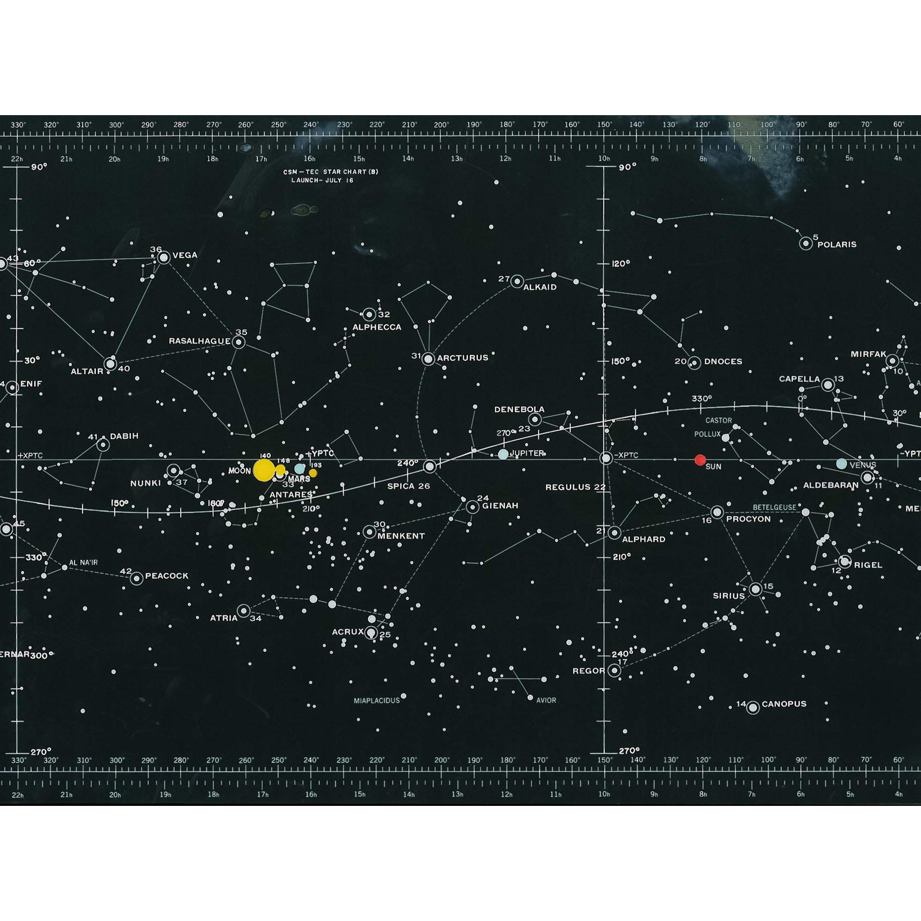 Artery8 Space CSM-TEC Apollo 11 Star Chart Map Galaxy Large Wall Art Poster Print Thick Paper 18X24 Inch