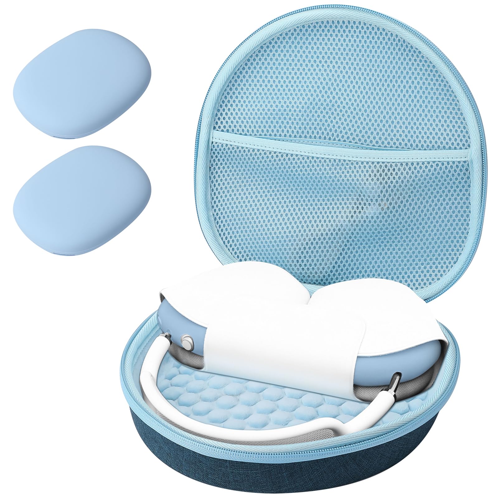 ProCase Hard Case for Apple AirPods Max & AirPods Max 2, Travel Protective Carrying Case with Silicone Ear Cushion Covers, Shockproof EVA Shell with Soft Lining & Accessory Pocket - Navy