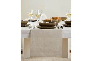 Solino Home Linen Natural Table Runner 132 Inches Long - 100% Pure Linen Extra Long Table Runner 14 x 132 Inch for Fall, Autumn, Thanksgiving, Christmas, Holiday - Fete