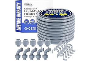New Age America® 3/4" - 50FT KableLock™ Liquid-Tight Flexible Conduit | Non Metallic | 3/4" - 50FT | 5pc Straight + 5pc Angle