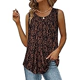 Womens Tank Tops Summer Sleeveless Blouse Crewneck Casual Loose Fit Tunic Shirt