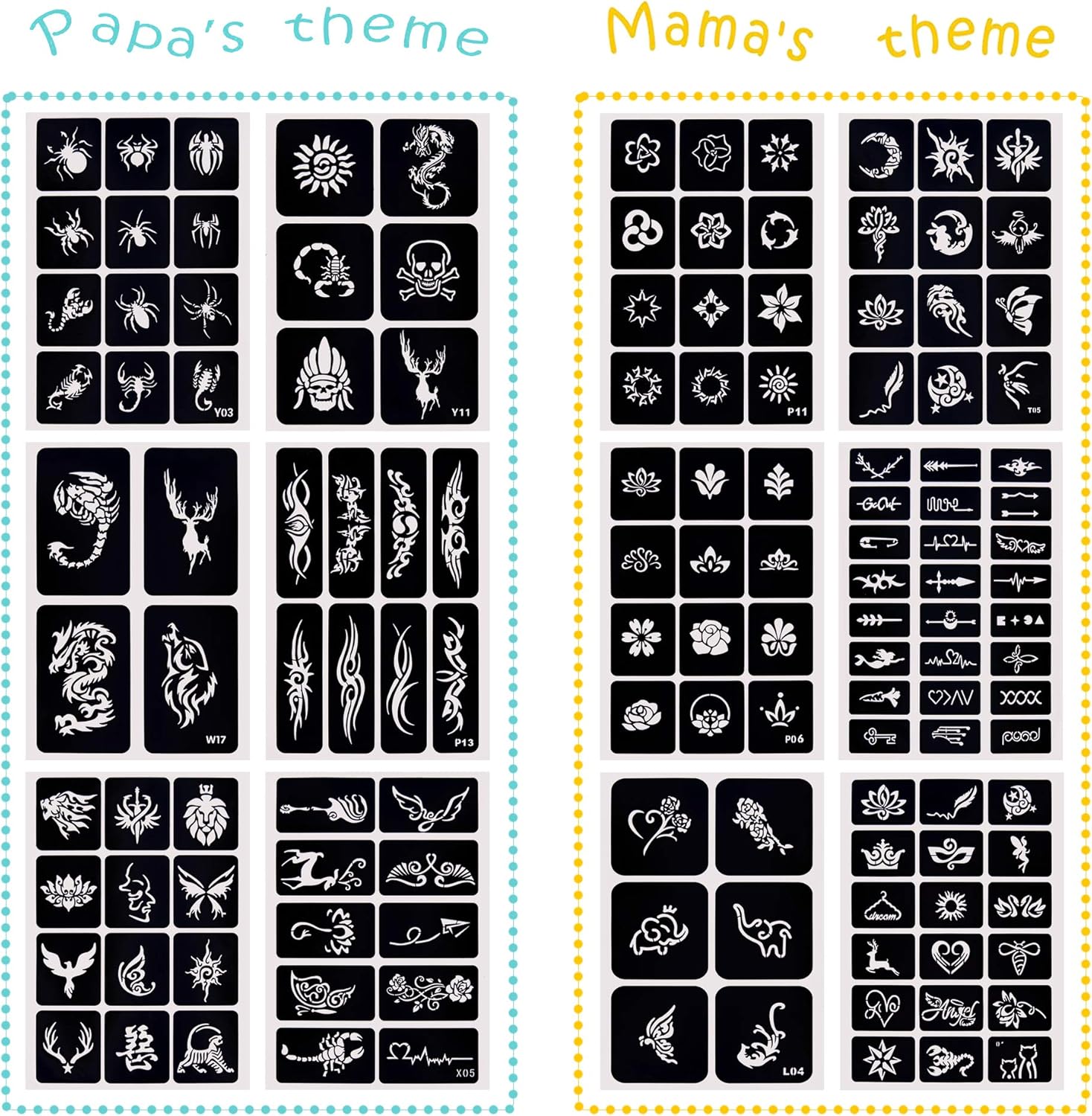 282 Designs Temporary Tattoo Stencils Removable Tattoo Stickers Face Paint Stencils Body Art Stencil Pack for Glitter Tattoos/Face Paint/Body Art/Temporary Tattoo - Image 5