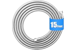 Refrigerator water line - 15 FT Premium Stainless Steel Braided Ice Maker Water Hose,Food grade PEX Inner Tube Fridge Water L