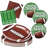 Grencian 150PCS Football Party Decorations Disposable Football Oval Paper Plates and Napkins Sports Theme Tableware Set for Sports Game Day Party Decor Birthday Party Supplies Serves 50