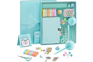 Happy LolliME Mint DIY Journal Kit for Girls – 300+ Pieces! Lockable Fuzzy Diary, Markers, Stickers & Empowering Pages – Gift Box for Tweens & Teens – Creative Journaling Set