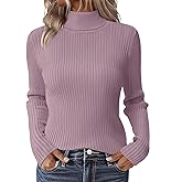Zeagoo Women's Turtleneck Sweaters 2026 Fall Fitted Long Sleeve Pullover Sweater Ribbed Knit Basic Tops