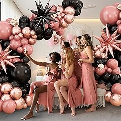 Dusty Pink and Black Balloon Arch,Balloon Garland