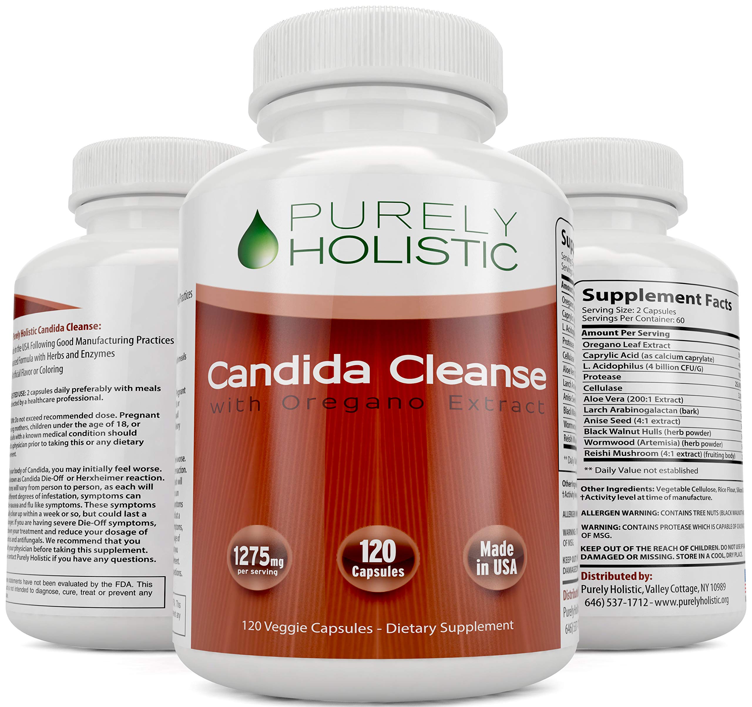 Candida Cleanse 120 Capsules Veggie Caps with Herbs, Antifungals