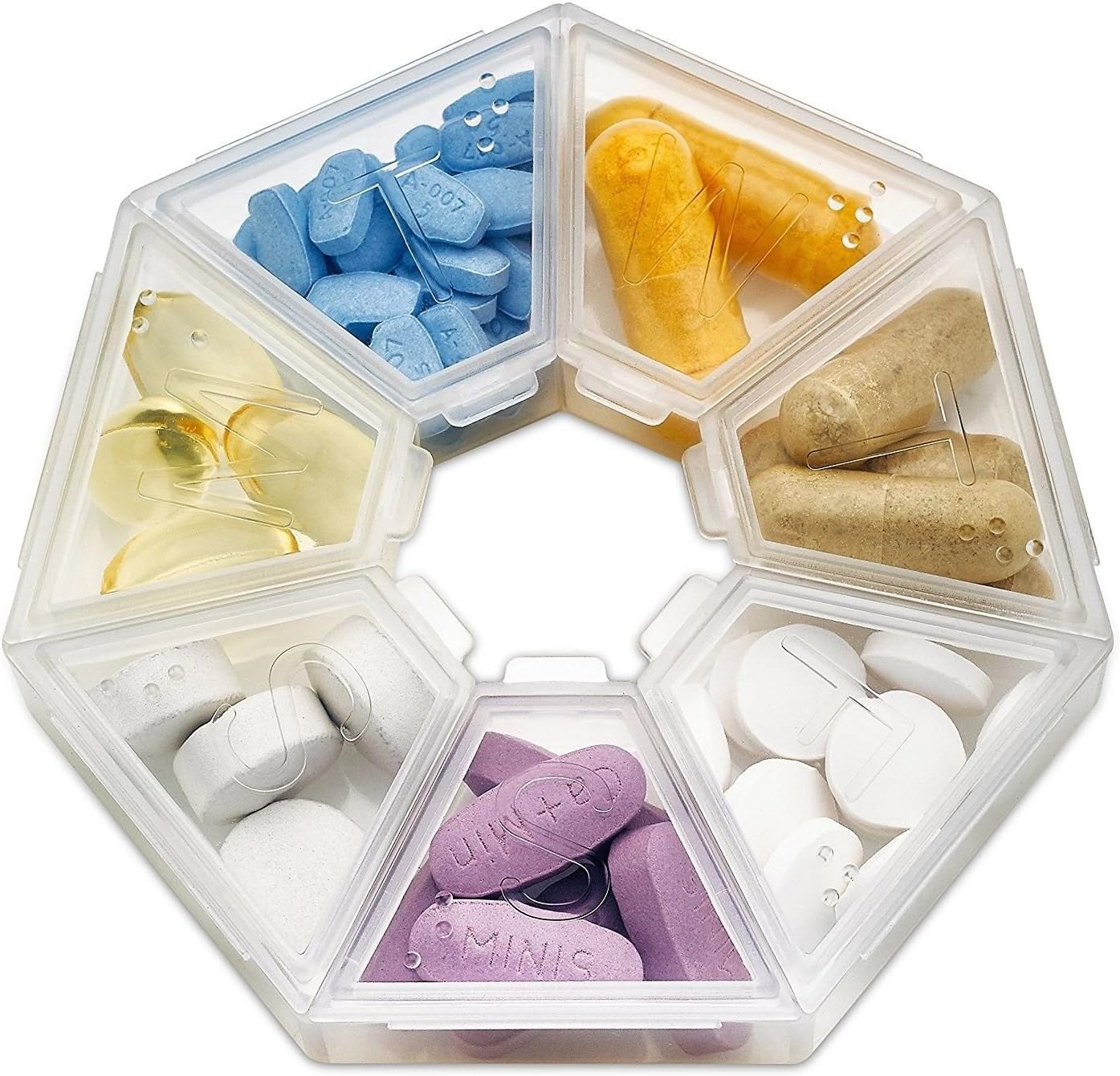 MEDca Weekly Pill Organizer Clear 7-Sided Pill Reminder, Round Shaped Pack of 2, 2 Count (Pack of 1) - Image 4