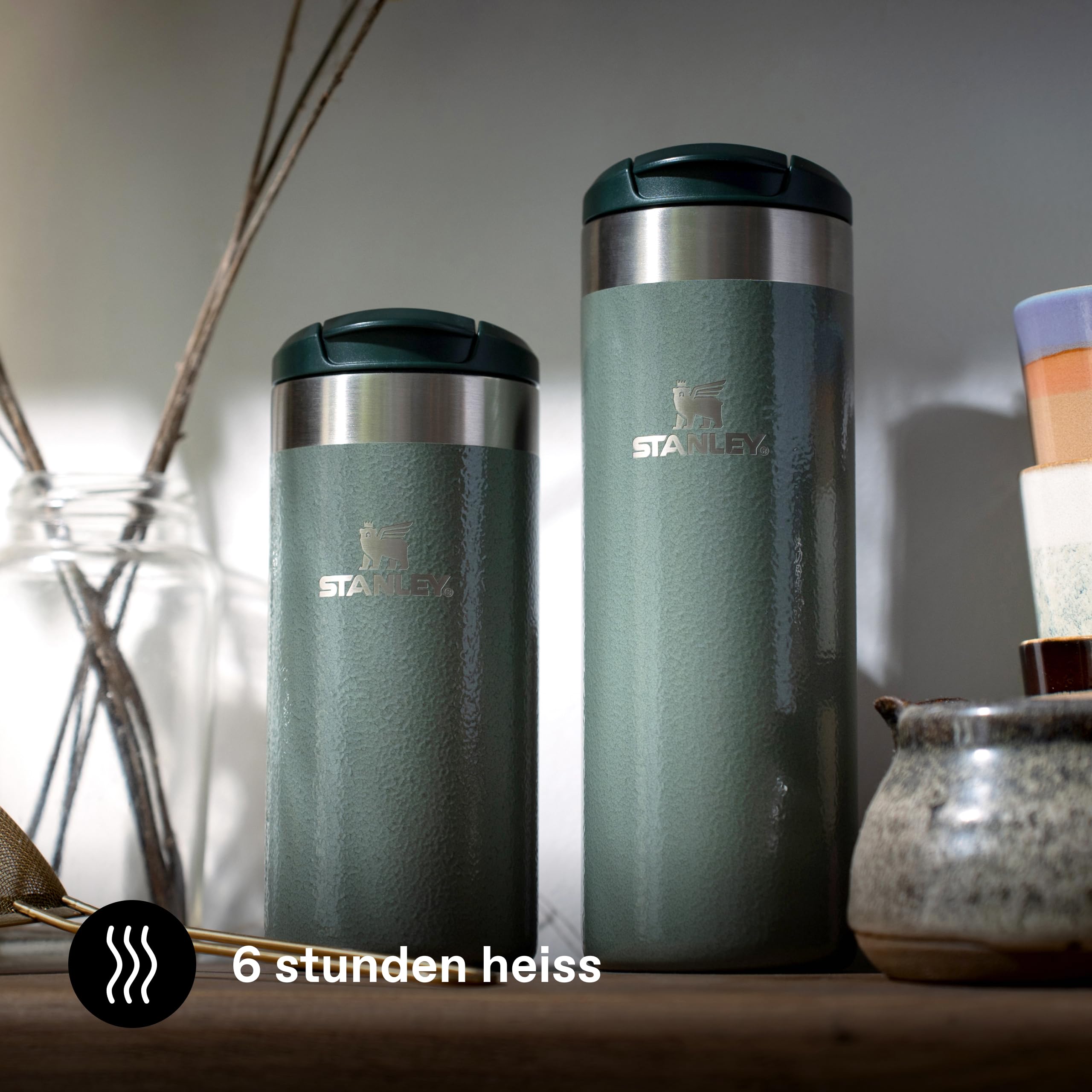 STANLEY 1913 Aerolight Transit Thermobecher 0.35L - Hält 4 Stunden Heiß - Spülmaschinenfest - Kaffeebecher To Go Auslaufsicher - Kompatibel Mit Gängigen Pkw-Getränkehalterungen - Green 4