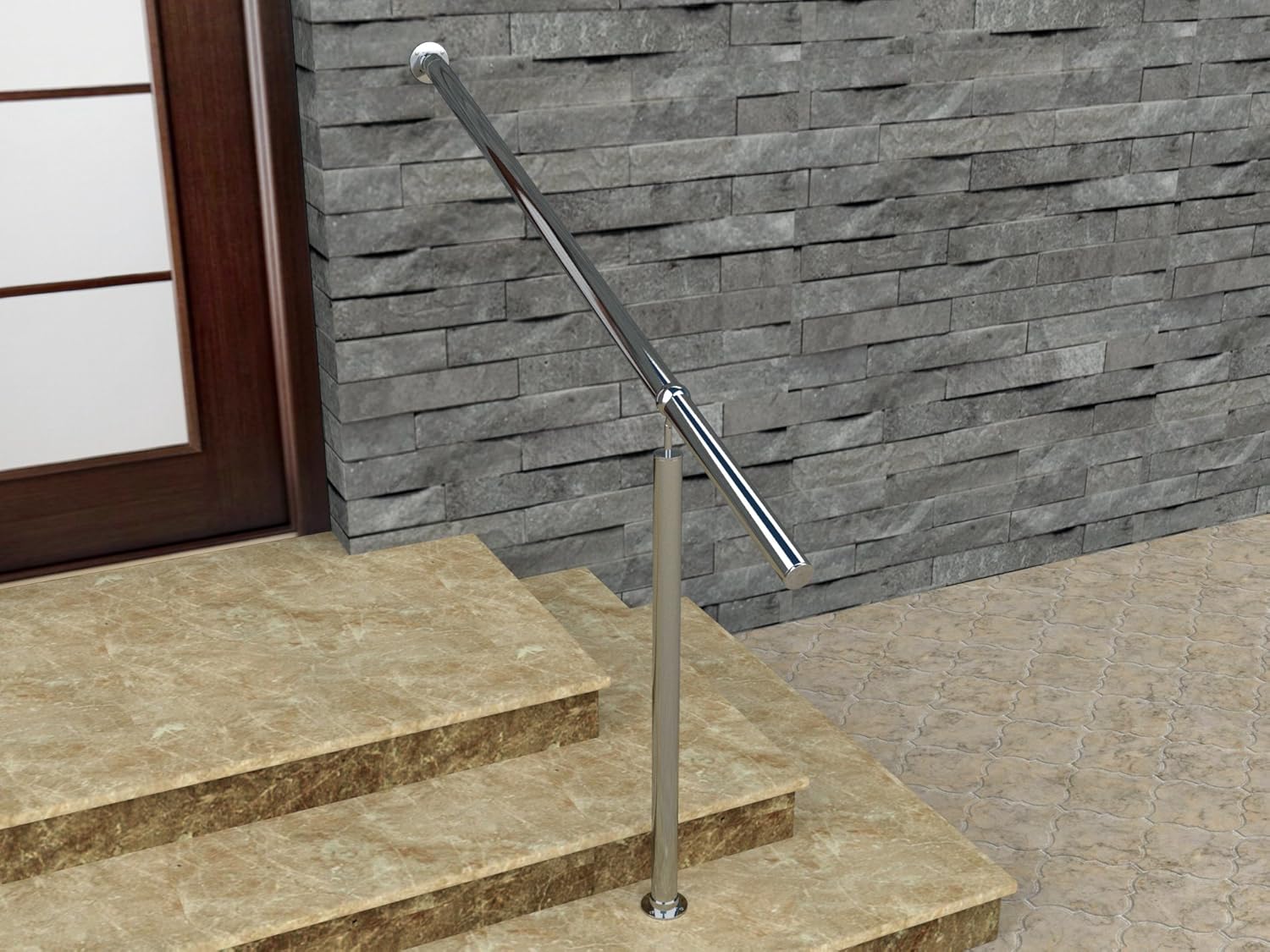 Treppengelander 800mm Edelstahl Handlauf Gelander Treppe Sara Edelstahlhandlauf Wandhandlauf V2a Montagematerial Bayram Amazon De Baumarkt