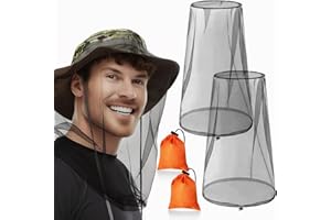 GuoluvSoo 2 Pack Mosquito Head Nets with Drawstring - Ultra Large & Extra Long, Premium Breathable Bug Net for Head, Universal Fit for Hats, Mosquito Net Hat for Hiking, Camping, Fishing, Gardening