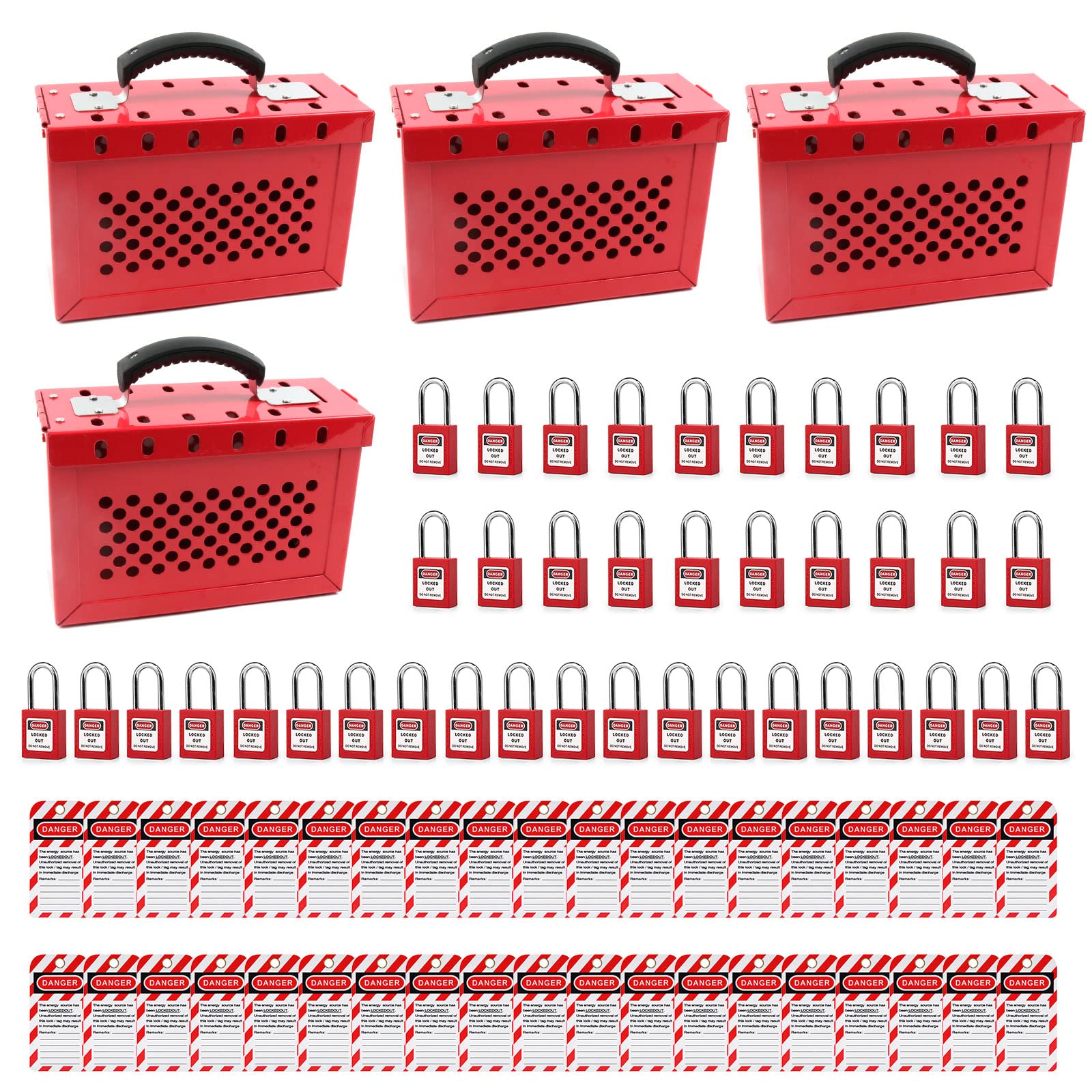 Mua OMGTMD Lockout Tagout Safety Padlock Box Kit 4 Loto Lock Box Set ...