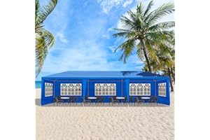 GAINVIEYEE 10'x30' Party Tent Outdoor Event Tents with 8 Removable Sidewalls, Heavy Duty Gazebo, Large Canopy Waterproof for Parties Patio Birthday All Season Blue