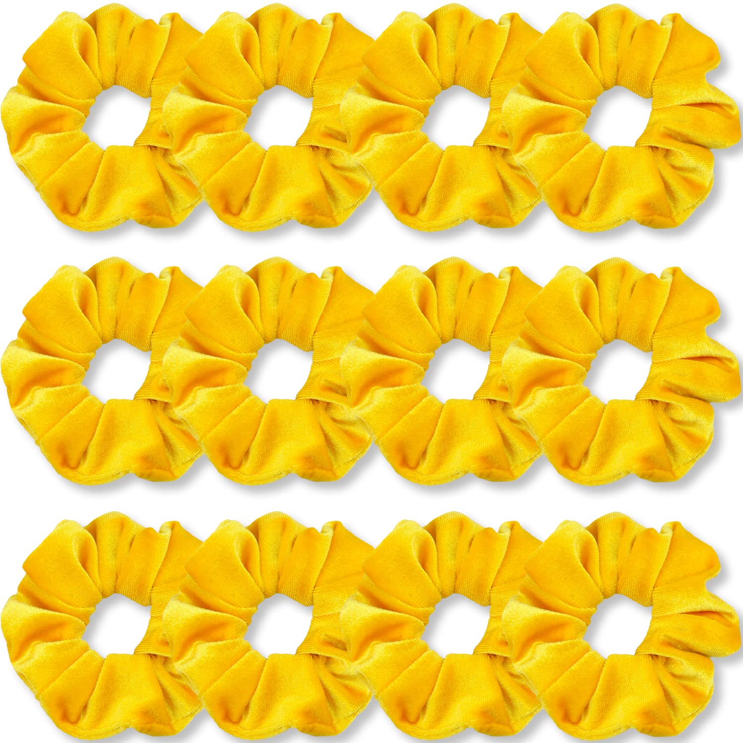 VENUSTE Yellow Scrunchies, Premium Velvet Scrunchy for Hair, Solid Colors Thick Hair Bands, Soft Ropes Ponytail Holder Hair Accessories for Women and Girls, 12 Pack