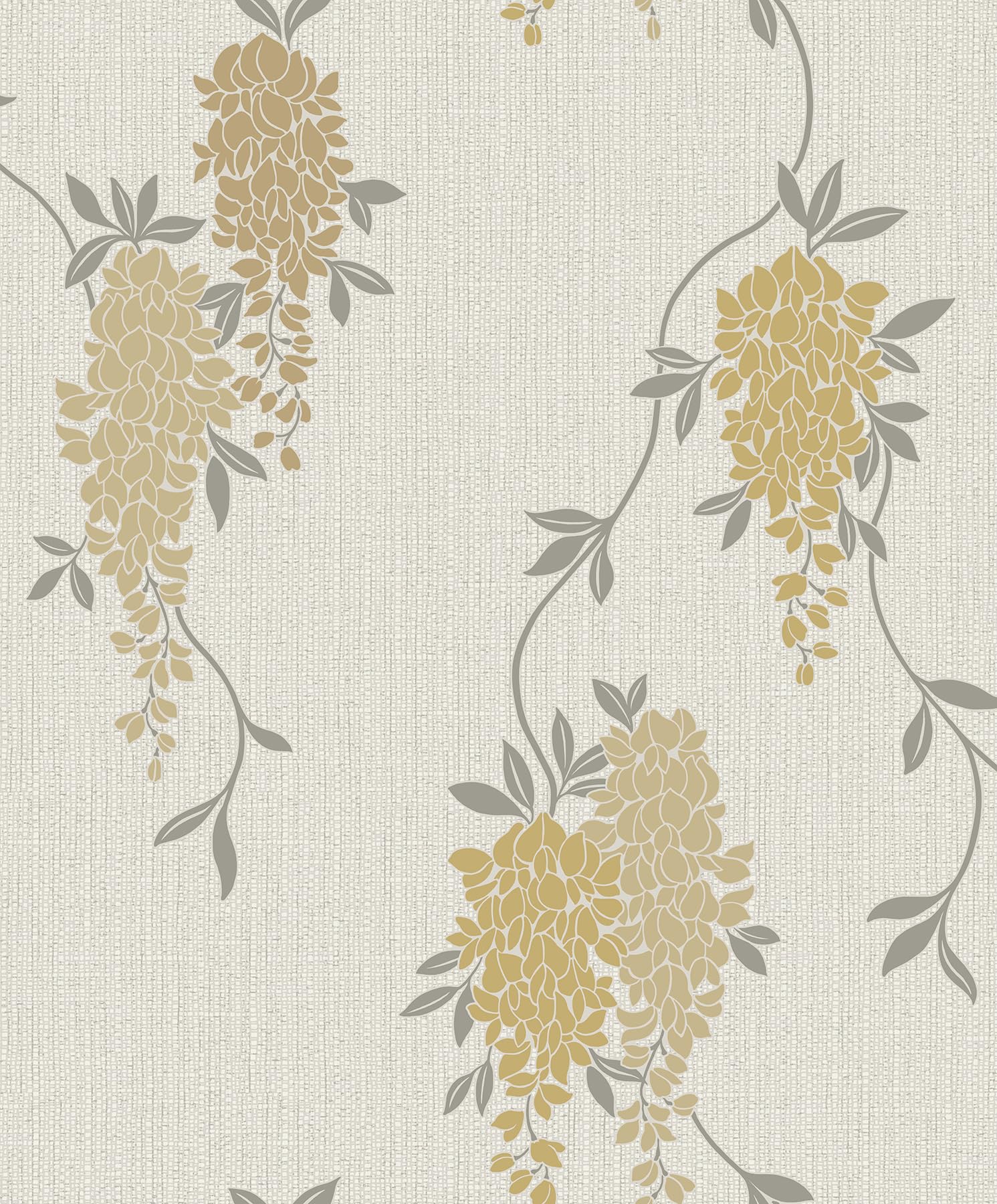 Fine Decor FD43672 Wisteria Floral Wallpaper, Ochre