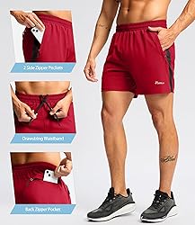 Pudolla Men's Running Athletic Shorts with 3 Zipper