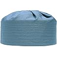TheKufi Pigeon Blue Pleated-top Solid Color Fabric Kufi Prayer Skull Cap Kufi Hat Tabligh Topi
