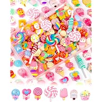 UHOMENY 70 Pcs Mixed Candy Charms Soft Jelly Sugar Resin Flatback
