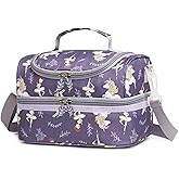 Life on track Insulated Kids Dual Compartment Lunch Bag Tote Pack for Girls Boys Toddler Kindergarten School Picnic Food Cooler Hot Water Ice with Strap (Ballet Dancer)