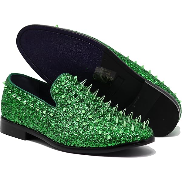 Wedding Prom Shoes Men's Fashion Spike Dress Loafers - Gradient Smoking  Tuxedo Slip-On Shoes For Weddings & Parties Black And Gold Loafers Men  Spikes