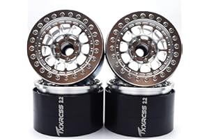 Txxrcss RC 2.2 Aluminum Alloy Beadlock Wheels and Tires Upgrades Accessories Rims for 1/10 SCX10 TRX4RC4WD and D90 RC Crawler Axial Remote Control Car (4pc) (Silvery)