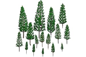 16pcs Model Trees, Train Trees Railroad Scenery Diorama Tree Architecture Trees(1.4-6.3in), for DIY Scenery Landscape, Archit