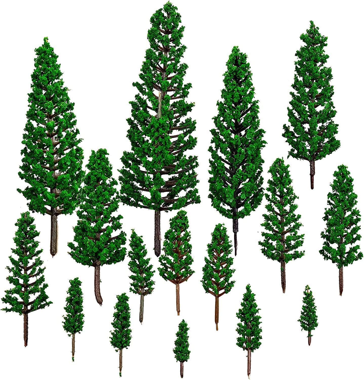FORYNXHWIN 16pcs Model Trees, Train Railroad Scenery Diorama Architecture Trees(1.4-6.3in), for DIY Scenery Landscape, Architecture, Woodland Scenics, Fairy Garden Decor