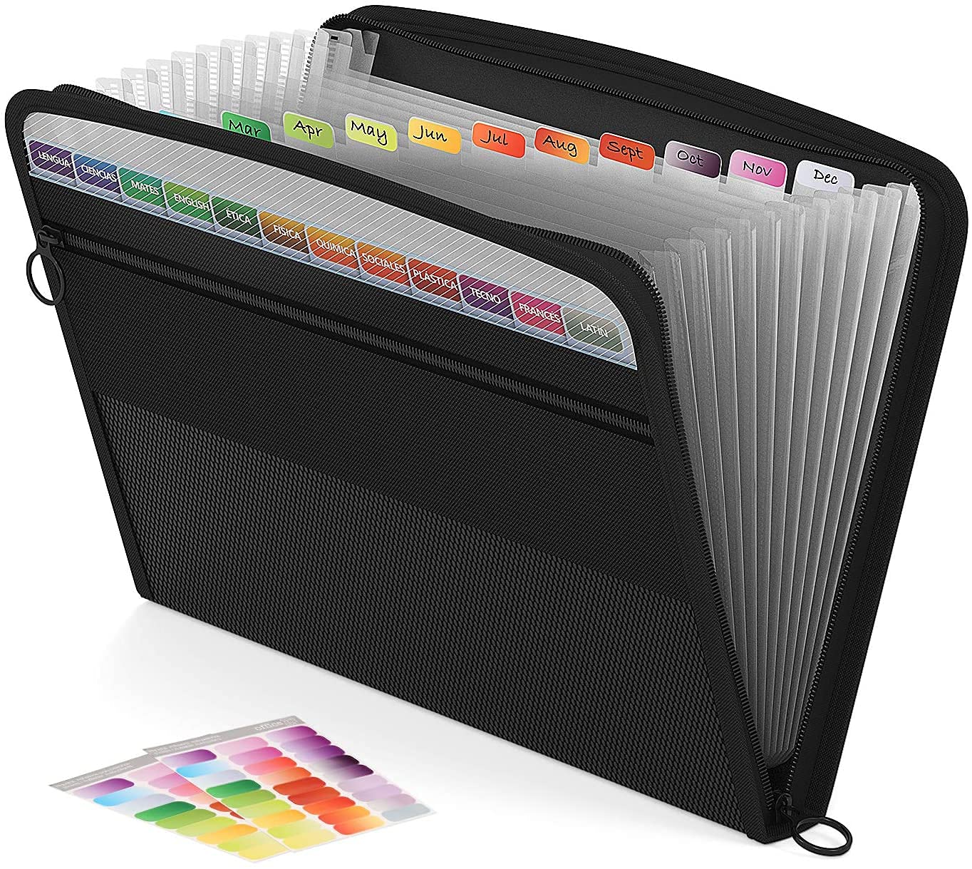 ABC life Expanding File Organiser 13 Pockets, A4 Accordion File Folder Document Organiser Expanding File Folder with Zipper Closure, Expandable Folder Organiser Box File Wallet, Black