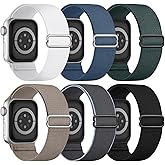 6 Pack Stretchy Solo Loop Compatible with Apple Watch Band 45mm 46mm 44mm 42mm 49mm 41mm 40mm 38mm Men Women, Braided Elastic Nylon Strap for iWatch Series 10 9 8 7 6 5 4 3 11 SE SE 2/3 Ultra Ultra 2