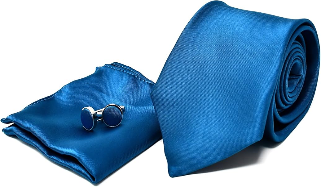 Coffret Ensemble Cravate Homme Mouchoir De Poche Boutons