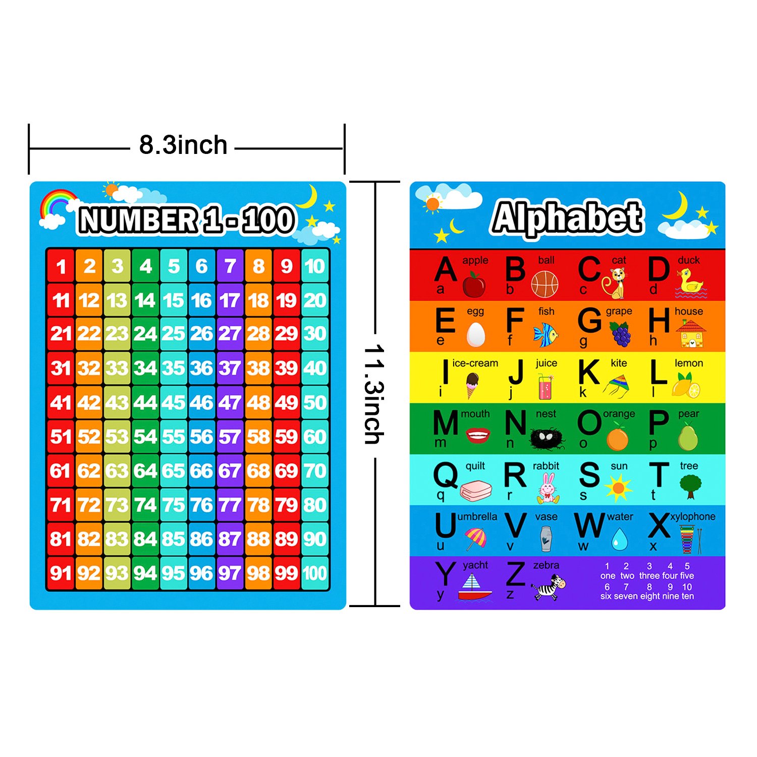 9 Pcs Educational Preschool Posters Learning Poster Kit for Toddlers