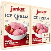 Junket Strawberry Ice Cream Mix: Makes 2 Quarts Old Fashioned Homemade Ice Cream for Ice Cream Maker or Hand Stir 4 oz Box of Starter Mix (Pack of 2)