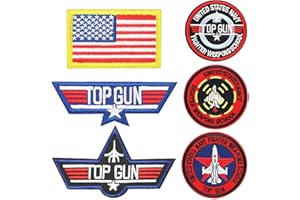 FunnyLi Top Gun Patches with Hook and Loop Tactical Morale Patch Bundle Full Embroidered Military Patch for Caps Tactical Vest Jackets Bags Backpacks Uniforms