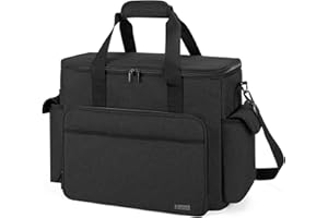 Trunab Large Scrapbook Bag with Padded Laptop Sleeve, Craft Bag Organizer Tote with Multiple Pockets for Scrapbooking Supplies and Art Tools, Black