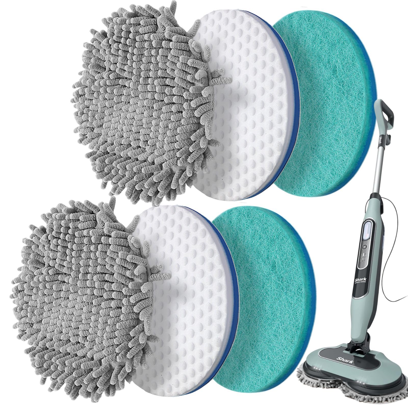 Photo 1 of Frescares S7001 Upgraded Steam&Scrub Mop Pads Kit for Shrak,S8201 S8001 S7000 S7201 S7000AMZ S7005 S7020 S7001C All-in-One Hard Floor Steam Mop (2Green2White2Grey)