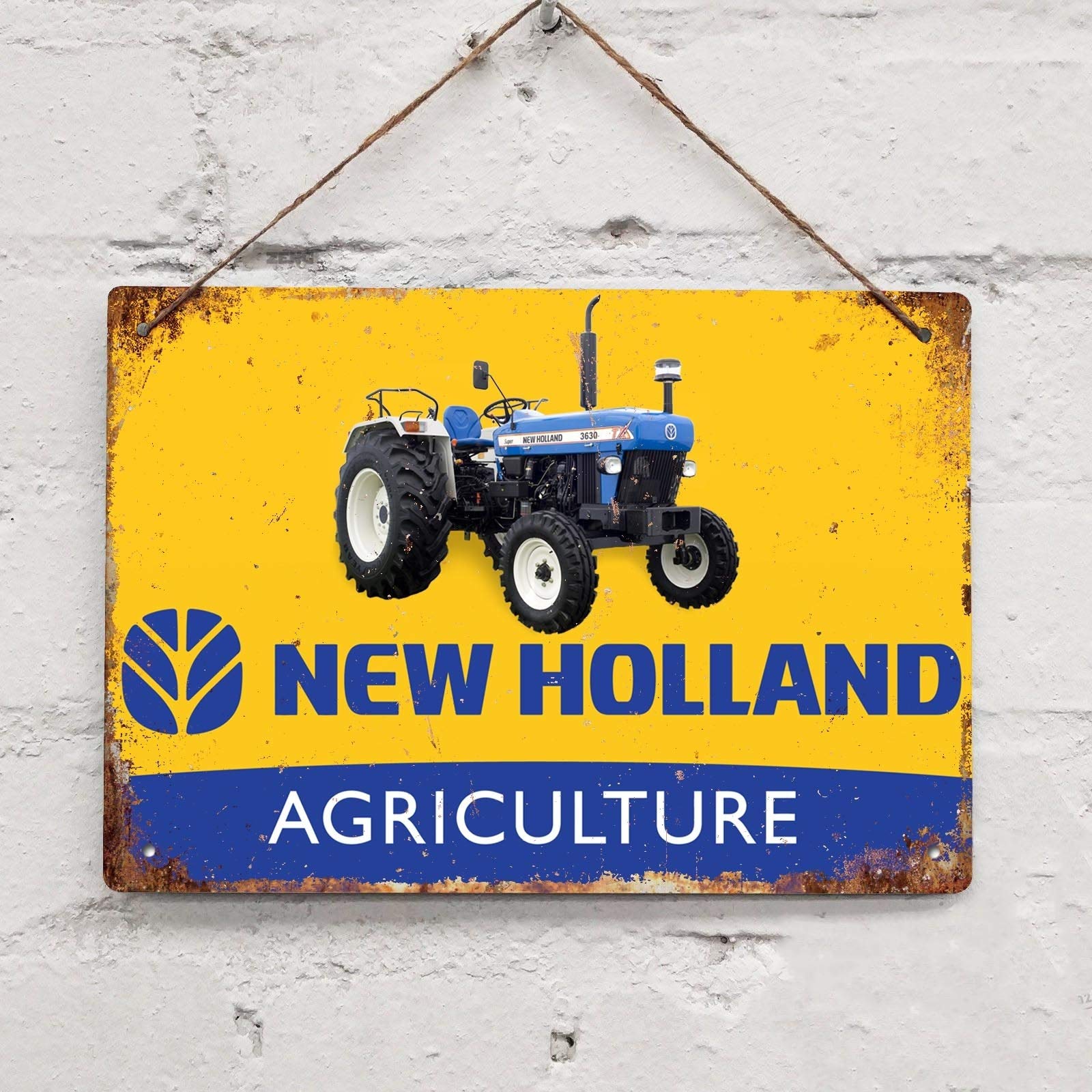 BDTS New Holland Agriculture Tractor Farm Vintage Tin Sign Metal Decor Wall Sign 8X12 Inches