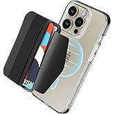 Sinjimoru Soft Wool Band Grip Phone Wallet for MagSafe, Magnetic Phone Card Holder for Back of Cell Phone Case with Hand Finger Holder Compatible with iPhone 14 13 12 Series. M-Band Black