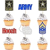 Keaziu 25 Pack Military Cupcake Toppers Military Army Cupcake Picks Military Theme Baby Shower Baby Boy Girl Game Party Decorations Supplies Star