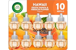 Air Wick Plug In Scented Oil Refill,Hawaii Exotic Papaya & Hibiscus Flower, 10 ct