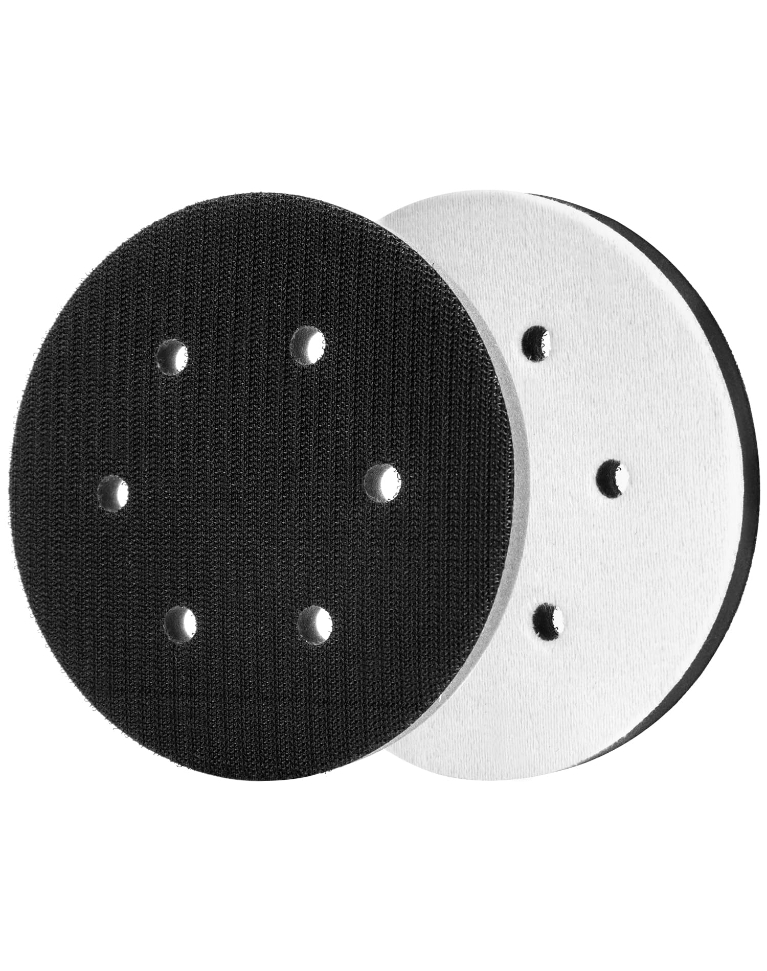 QWORK 2PCS Soft Sponge Interface Pad for Eccentric Sanders, 150mm 6 Holes Hook & Loop Soft Pad Sanding Pad, Impact Resistant Low Noise