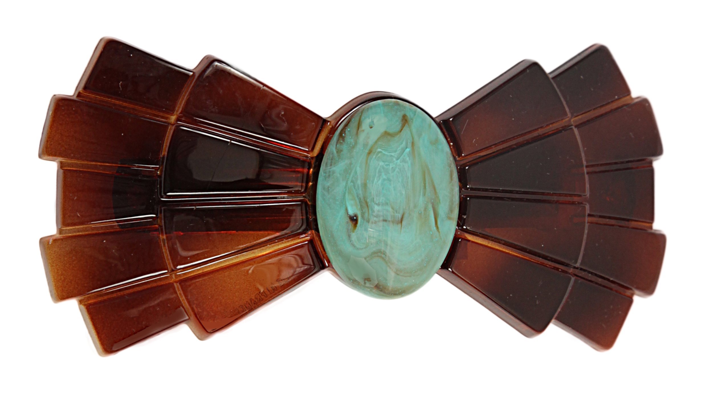 Caravan French Bow Automatic Barrette Decorated with Turquoise Bead